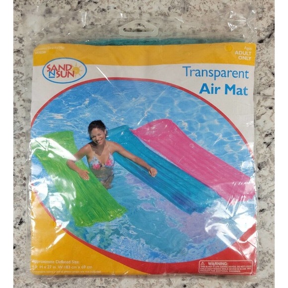 Sand N Sun Air Mattress Pool Float Blue Inflatable Transparent Raft Adult 6 Ft - Picture 1 of 6